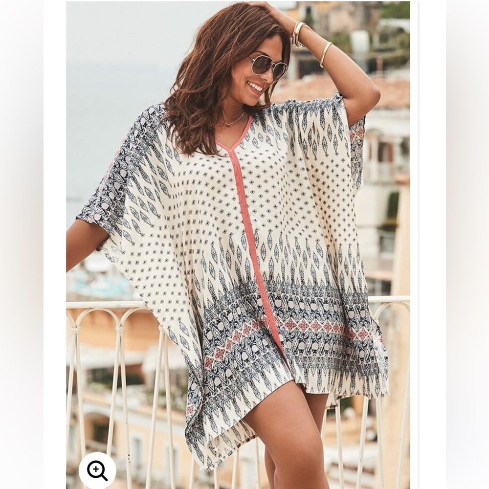NWT Swimsuits For All Kelsea Cover Up Tunic Blue Boho Coral Plus Sz 18/20